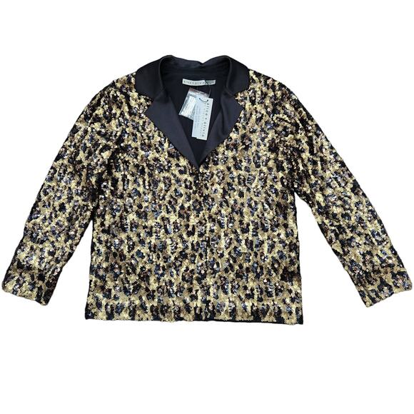 NWT Alice + Olivia Kier Leopard Sequin Blazer Size Small